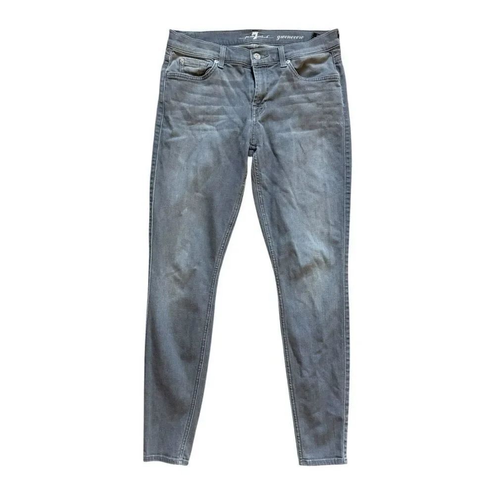 Womens 7 For All Mankind Gwenevere Gray Wash Skinny Jeans - Sz 30